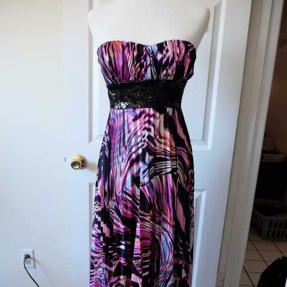 Speechless Maxi Long Pleated Multi-Color Dress